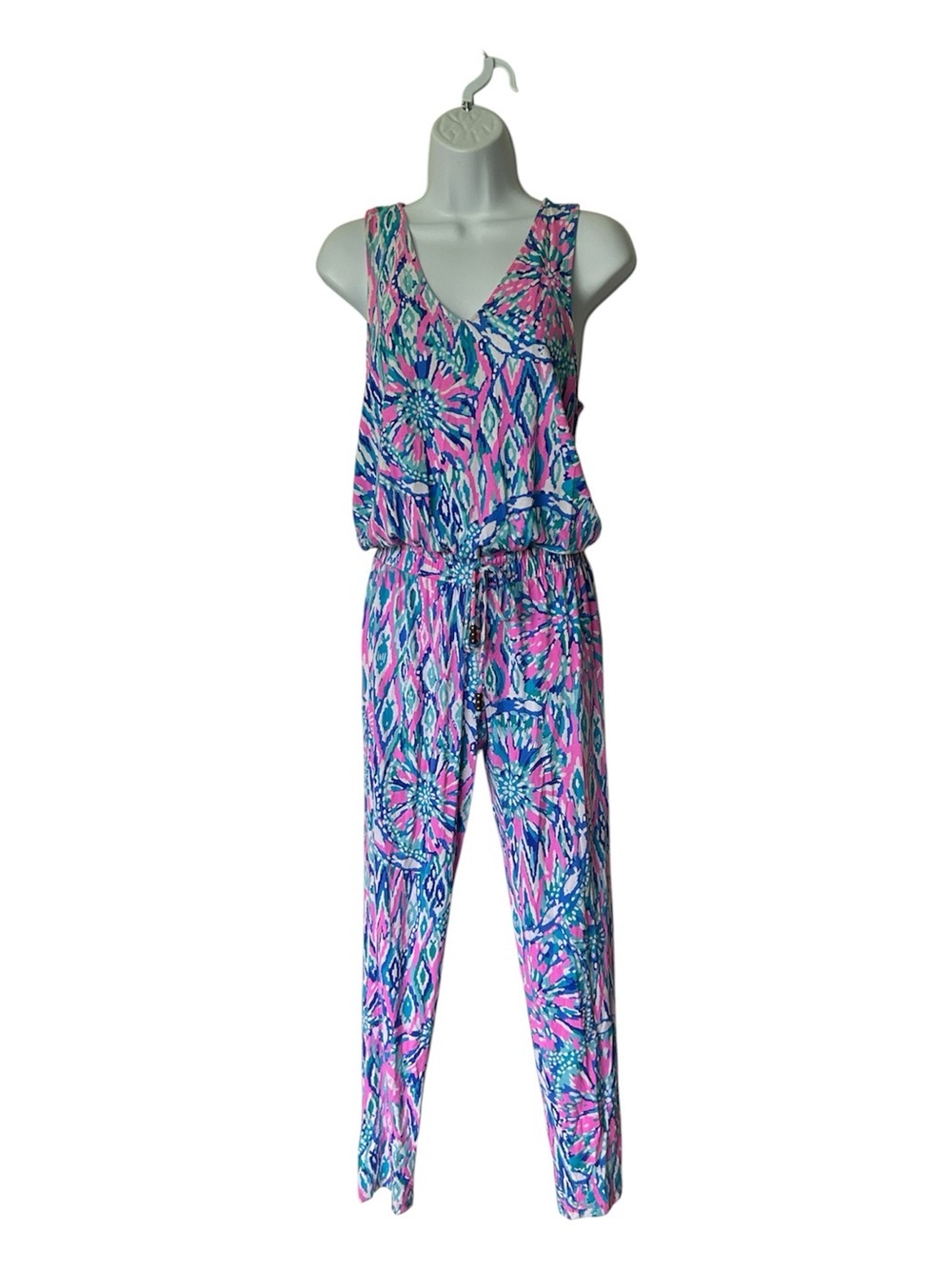 Lilly Pulitzer Paulina Jumpsuit Tiki Pink Shake It Up Print Excellent Size XS
